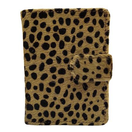 Leren Mini Portemonnee Donkerbruin met Dierenprint