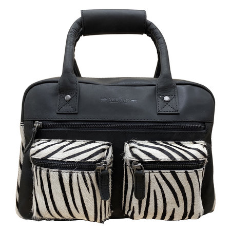 Handtasje Cowboysbag Dames Leer Zwart met een Zebraprint