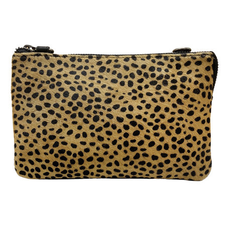 Clutch Zwart Leer met Panterprint