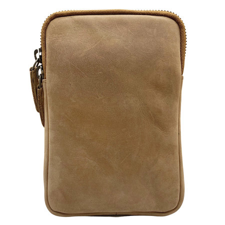 Telefoontasje Crossbody Taupe Beige Leer