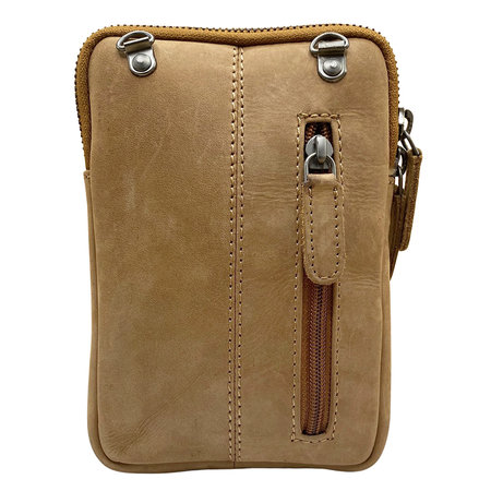 Telefoontasje Crossbody Taupe Beige Leer