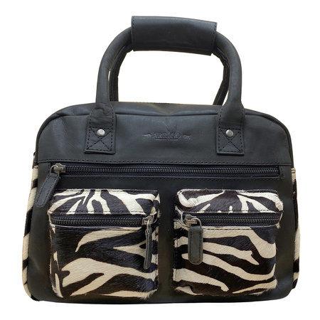 Schoudertasje Dames Leer Zwart met Zebraprint
