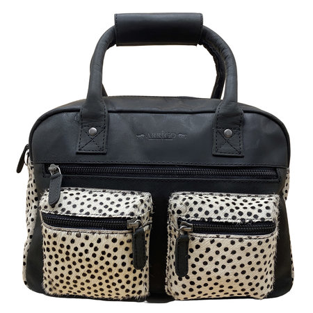 Handbag Women Leather Black with a Animal Print