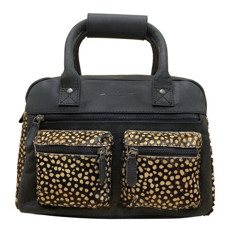 Westernbag Dames Leer Zwart met Panter Print