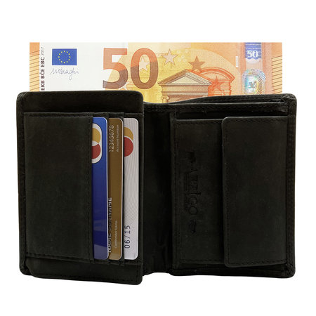 Heren Portemonnee Zwart Leer Billfold model