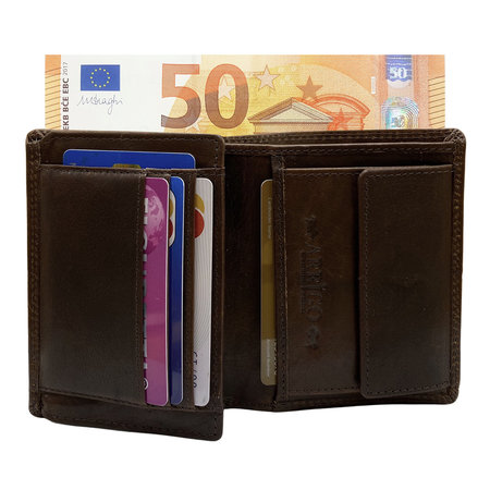 Heren Portemonnee Donkerbruin Leer Billfold