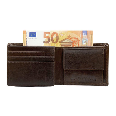 Portemonnee Heren Billfold Donkerbruin Leer