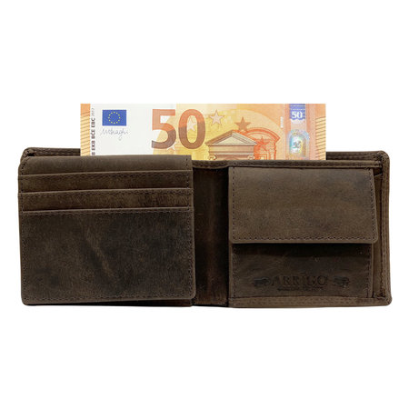 Portemonnee Heren Billfold Donkerbruin Buffelleer