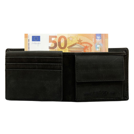 Portemonnee Heren Billfold Zwart Buffelleer