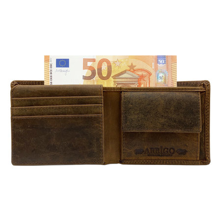 Portemonnee Heren Billfold Cognac Buffelleer