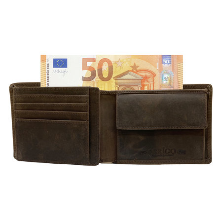 Portefeuille Heren Billfold Donkerbruin Buffelleer