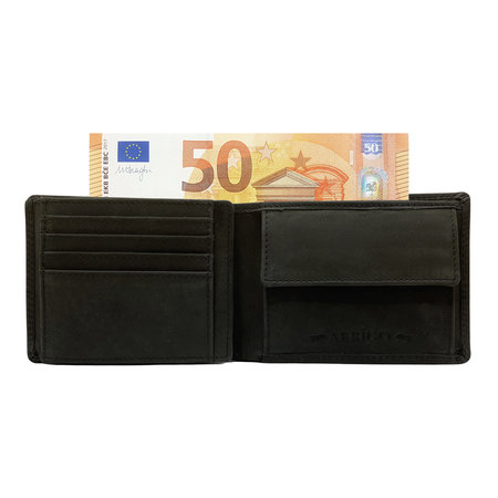 Portefeuille Heren Billfold Zwart Buffelleer
