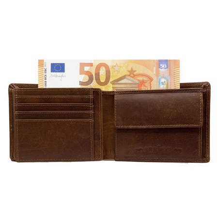 Portefeuille Heren Billfold Lichtbruin Rundleer