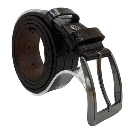 Riem Dames - Riem Heren 3.5 cm Donkerbruin Leer met Print