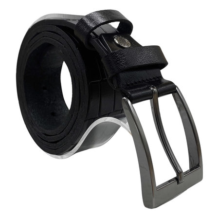 Riem Dames - Riem Heren 3.5 cm Zwart Leer met Print