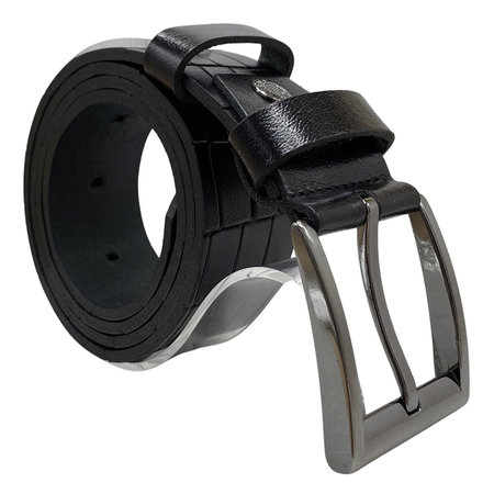 Riem Dames - Riem Heren 4 cm Zwart Leer met Kroko Print