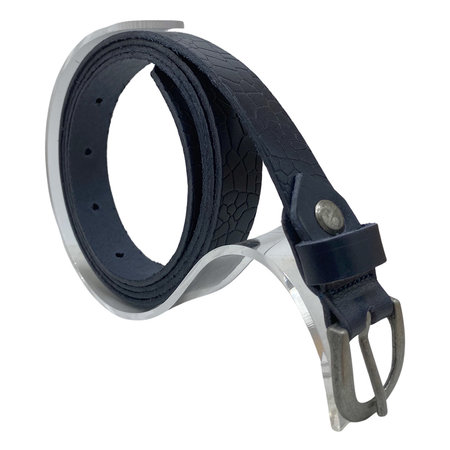Tailleriem Dames - 2 cm Riem Croco Print - Donkerblauw Leer