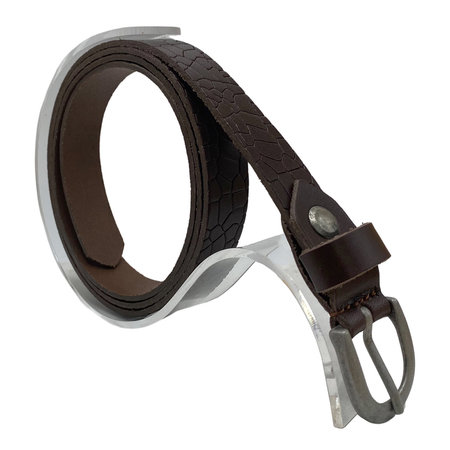 Tailleriem Dames - 2 cm Riem Croco Print - Donkerbruin Leer