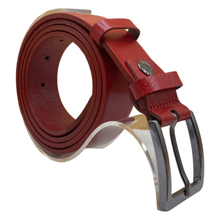 Riem Dames - Broekriem - 3 cm breed van Rood Leer