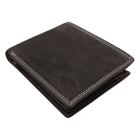 Heren Portemonnee - Billfold Model van Donkerbruin Buffelleer