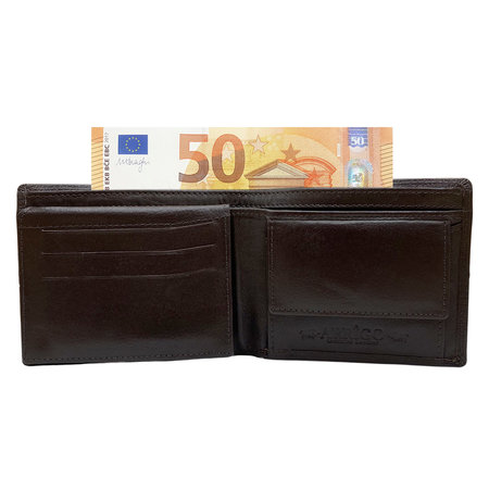 Heren Portemonnee - Billfold Model van Donkerbruin Leer
