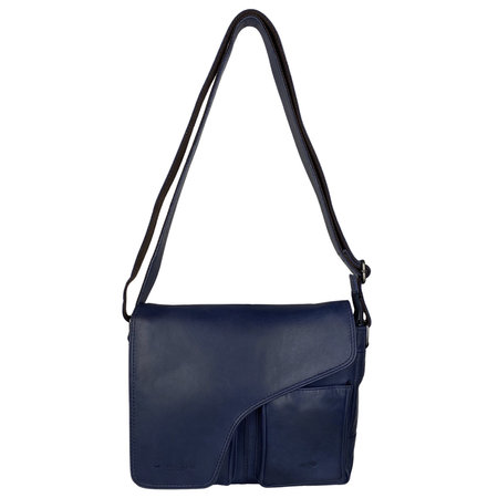 Donkerblauw Leren Messenger Bag Schoudertas