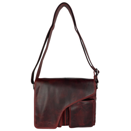Rode Messenger Bag Schoudertas Van Echt Leer