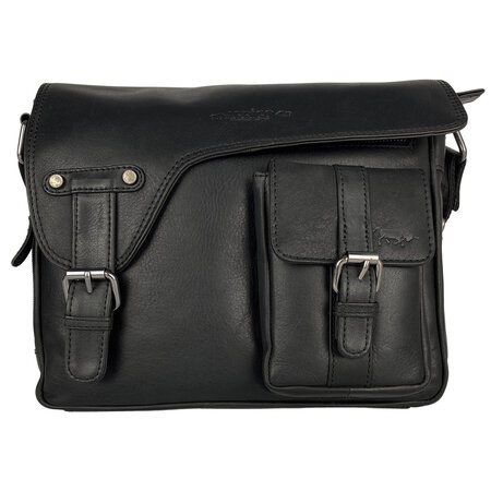 Schoudertas Messenger Bag van Zwart Leer