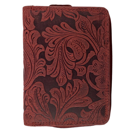 Dames Portemonnee met Bloemenprint van Rood Leer