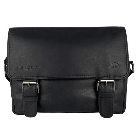 Zwart Leren Messenger Bag Schoudertas