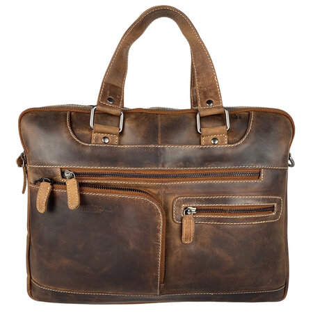 Laptoptas voor 15.6 inch Laptops Buffelleer Cognac
