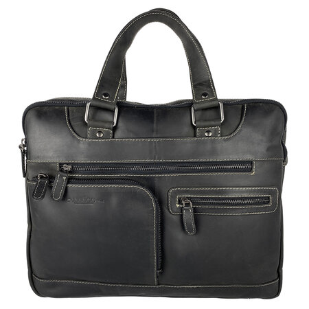 Laptoptas voor 15.6 inch Laptops - Zwart Buffelleer
