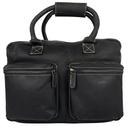 Westernbag - Laptop bag 13 inch Laptop Black Buffalo leather