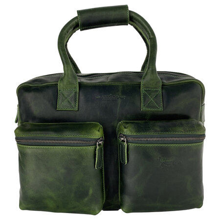 Schoudertas Cowboysbag Schooltas Groen Leer