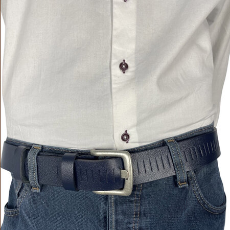 Perforated belt dark blue 4 cm