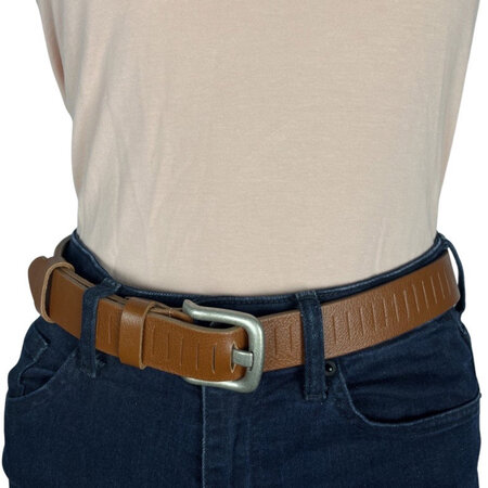 Perforated belt cognac 3 cm