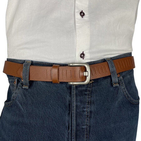 Perforated belt cognac 3 cm