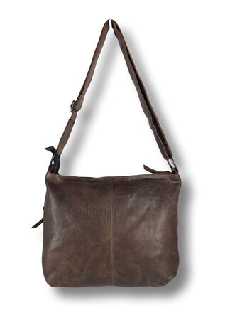 Schoudertas crossbody tas dames vintage look echt leer donkerbruin
