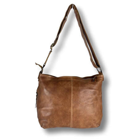 Schoudertas crossbody tas dames vintage look echt leer cognac