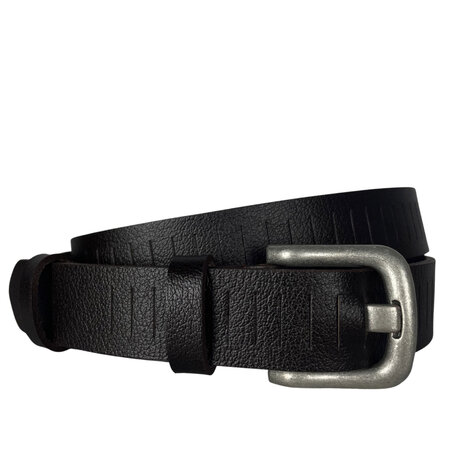 Riem donkerbruin geperforeerd leer 3 cm