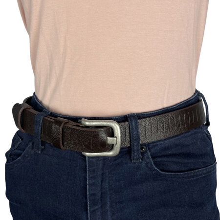 Perforated belt dark brown 3 cm