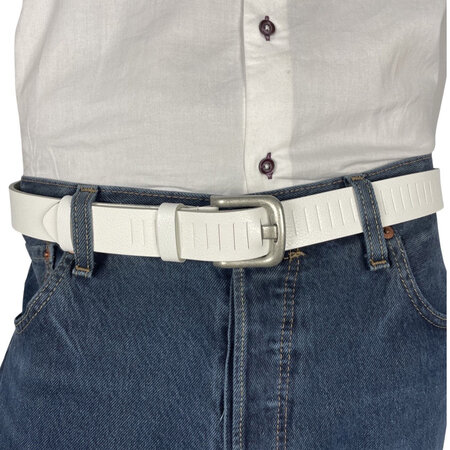Riem wit geperforeerd leer 3 cm