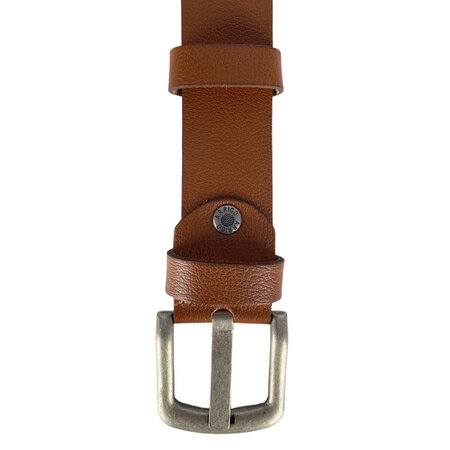 Perforated belt cognac 4 cm