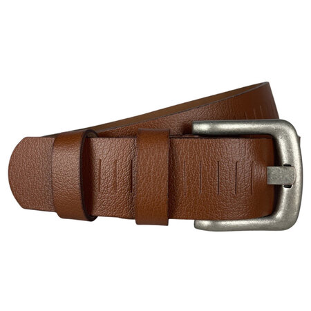 Gaatjesriem cognac echt leer 4 cm