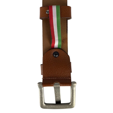 Perforated belt cognac 4 cm