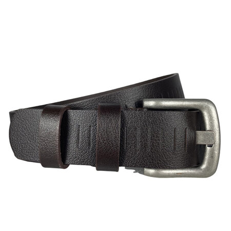 Riem donkerbruin geperforeerd leer 4 cm