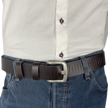 Perforated belt dark brown 4 cm