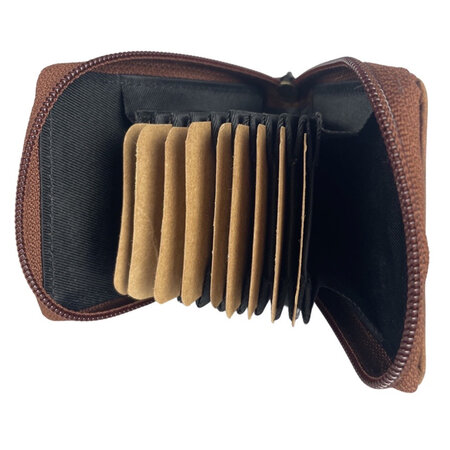 Pasjeshouder cognac buffelleer met rits