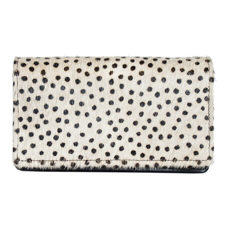 Zwart leren portemonnee dames met cheetah print