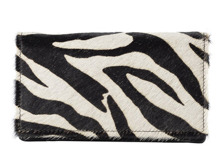 Zwart leren portemonnee dames een zebra print